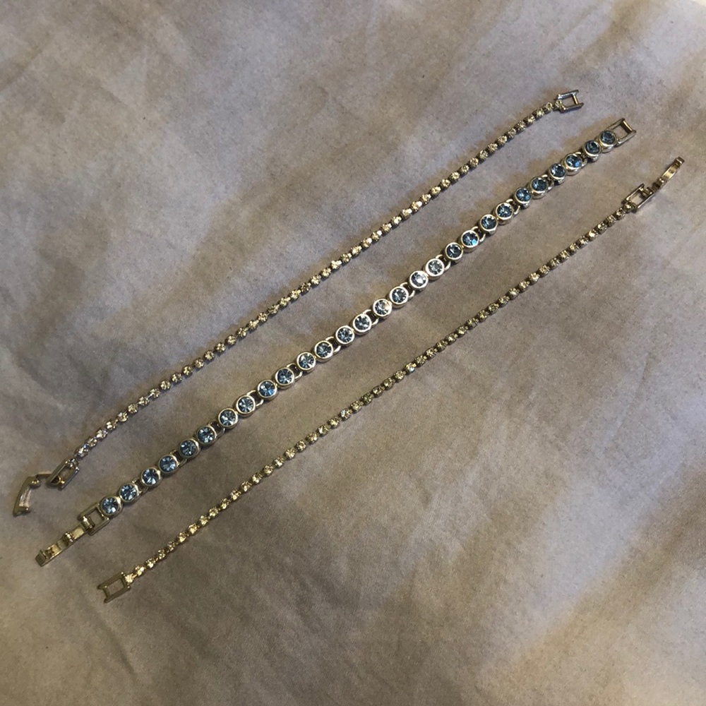 Perfect for WEDDING! Three 7” Rhinestone Bracelets - Picture 2 of 3
